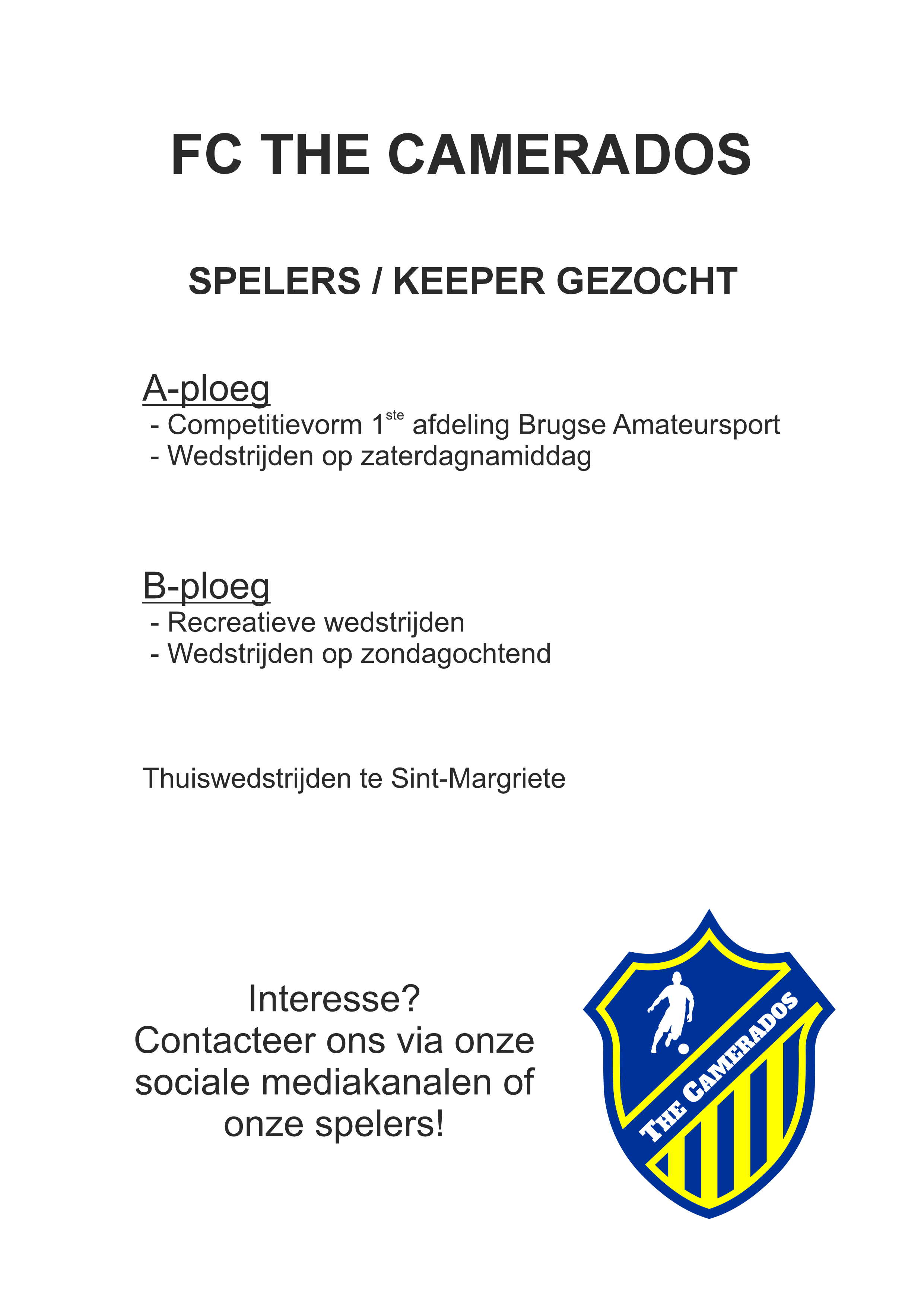 Spelers gezocht
